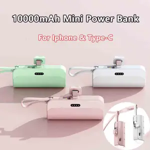 10000mAh Mini Portable Mobile Phone Charger External Battery Power Bank Plug and Play for Type-C iPhone Samsung