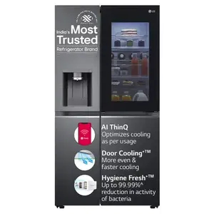 LG 630 L Side-by-Side Refrigerator with 3 Star, InstaView, Wi-Fi Convertible, UV Nano - Self Cleaning Water Dispenser (GL-X257AMC3, Matte Black)