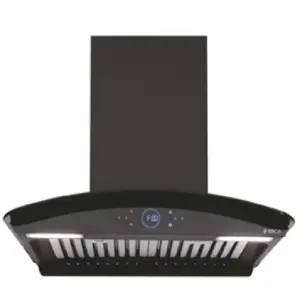 Elica Ismart Glace Hood Chimney with Touch Control, Wall Mount, Filterless Filter, Rectangular LED Lamp (Black, HAC BF LTW 60 NERO)