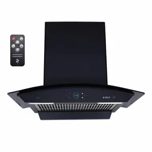 Elica ISMART GLACE FL HAC 60 LTW NERO Chimney with Filterless | Auto-Clean Chimney| Inverter Technology | Remote Control (Black)