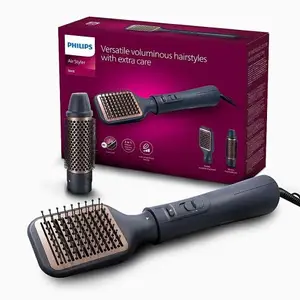 Philips 2 in 1 Airstyler with Volumizer, Blow Dryer Brush, Multi Styler, 2 Attachments, Argan Oil Infused plates, Frizz Free Hair (BHA531/10)