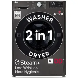 LG 12/7 Kg Fully Automatic Front Load Washer Dryer | TurboWash 360 Degree | Steam+ | LG ThinQ with Wi-Fi | Direct Drive Motor | Bigger Capacity | Allergen Removal (FHD1207STB, Platinum Black)