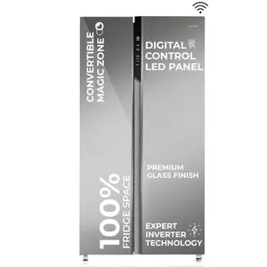 Haier 602 Litres 2 Star Double Door Side by Side Refrigerator | Convertible 5-in-1 | Smart Sense AI | Smart Connectivity | Digital Control Panel | Jumbo Ice Maker (HRS-682PMGU1, Mirror Glass)