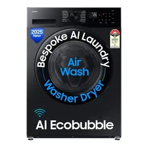 Samsung 12Kg / 7 Kg Bespoke AI Front Load Washer Dryer Combo | Super Speed | Hygine Steam | AirWash | Drun Clean + | Stay Clean Drawer | Wi-Fi Embedded (WD12FG5B34BB, Black)