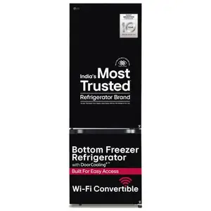 LG 340 Litres 3 Star Double Door Frost Free Bottom Freezer Refrigerator | Door Cooling Plus | Wi-Fi Convertible | LG ThinQ | Bottle Rack | Multi Air Flow (GL-B382EBMX, Black Mirror)