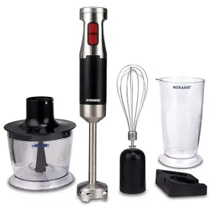 SONASHI SHB-179JBCW 4-in-1 Hand Blender Chopper Whisker Mixer [Black] Stainless Steel Shaft, 600W, 700ml Jar, Speed Control, Blending Wand | Home Kitchen Appliances