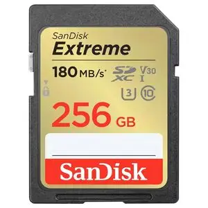SanDisk Extreme SD UHS I 256GB Card for 4K Video for DSLR and Mirrorless Cameras 180MB/s Read & 130MB/s Write price in India.