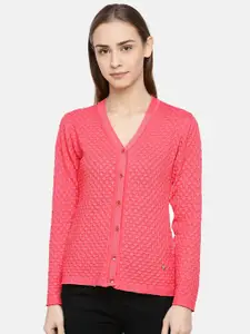 Monte Carlo Women Peach-Coloured Self Design Sweater