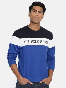 U.S. Polo Assn. Men Blue & White Printed Sweatshirt