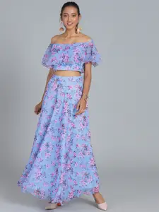 Ethnovog Blue  Pink Made to Measure Printed Lehenga with Blouse