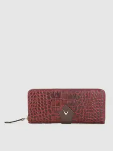 Hidesign Women Red Textured Leather Zip Around Wallet