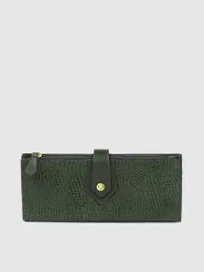 Hidesign Women Green Textured Two Fold Leather Wallet