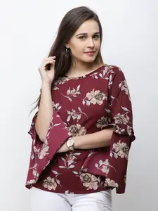 Cation Women Maroon Floral Printed Top