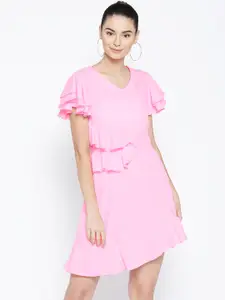 Karmic Vision Women Pink Solid A-Line Dress