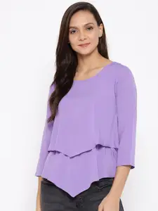 Karmic Vision Women Purple Solid Layered Top
