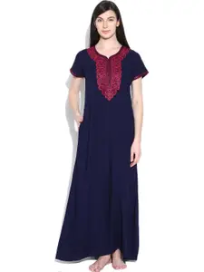 Sand Dune Navy Embroidered Maxi Nightdress 4394
