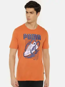 Puma Men Orange Printed Sneaker Round Neck Jaffa T-shirt