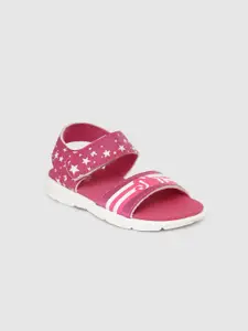 toothless Girls Pink & White Printed Barbie Open Toe Flats