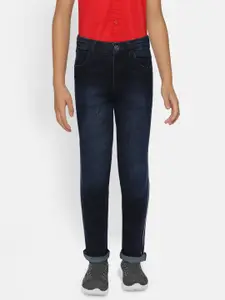 Palm Tree Boys Navy Blue Slim Fit Mid-Rise Clean Look Stretchable Jeans