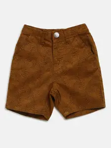 Gini and Jony Boys Brown Printed Regular Fit Shorts