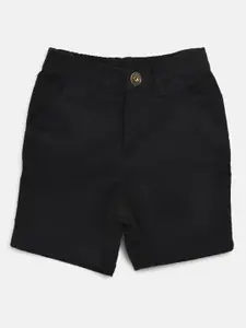 Palm Tree Boys Black Solid Regular Fit Shorts