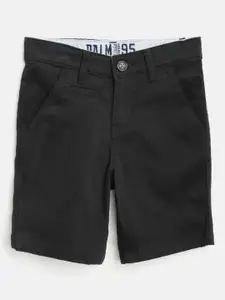 Palm Tree Boys Black Solid Classic Fit Chino Shorts