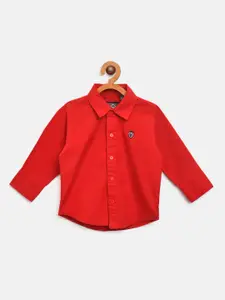 Palm Tree Boys Red Solid Casual Shirt