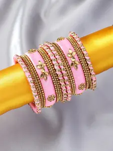 Peora Pink Designer Silk Thread Matching Bangle Set