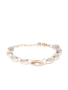 Blueberry Off-White Gold-Plated Handcrafted Shell Link Bracelet