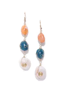 Blueberry Multicoloured Gold-Plated Handcrafted Stone Detail Contemporary Drop Earrings