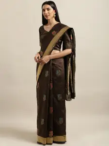 Kvsfab Brown Woven Design Silk Cotton Saree