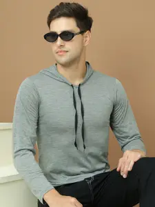 MACK JONNEY Men Grey Solid Hood T-shirt