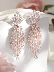 Rubans Rose Gold Plated High Quality Cubic Zirconia Studded Floral Drop Earring