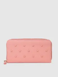 Caprese Women Pink Embellished Zip Around Wallet