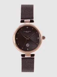 Carlton London Women Coffee Brown Analogue Watch CL027RBRB
