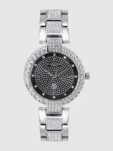 Carlton London Women Black & Silver-Toned Analogue Watch CL007SBLS