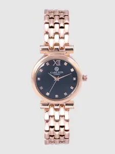 Carlton London Women Black Textured Analogue Watch CL006RblR