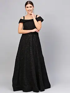 Chhabra 555 Women Black Made to Measure Self-Design Cocktail Gown