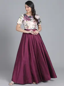 Ethnovog Purple Floral Detail Made to Measure Cocktail Gown