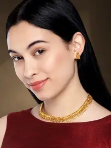 Peora 18K Gold Plated Stylish Party Wear Fancy Choker Necklace Jewellery Set