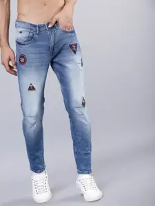 HIGHLANDER Men Blue Tapered Fit Mid-Rise Mildly Distressed Stretchable Jeans