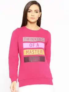 Trufit Women Pink Printed Pullover Sweatshirt