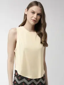 FOREVER 21 Women Cream-Coloured Solid Top