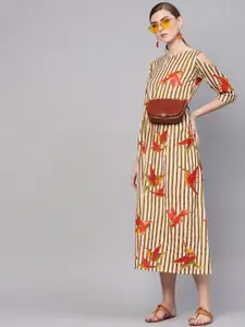 GERUA Women Off-White & Brown Striped Maxi Dress