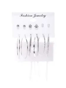 Jewels Galaxy Set of 6 Silver-Plated Earrings