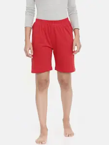 zebu Women Red Solid Lounge Shorts