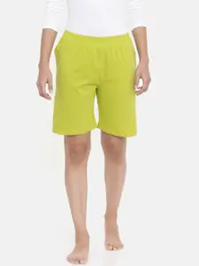 zebu Women Green Solid Lounge Shorts