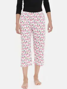 zebu Women Pink & White Printed Regular Fit Lounge pants