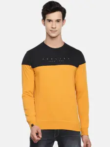 Proline Active Men Mustard Yellow & Black Colourblocked Sweatshirt