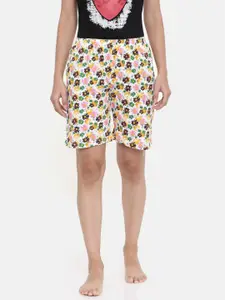 zebu Women Brown & White Printed Lounge Shorts